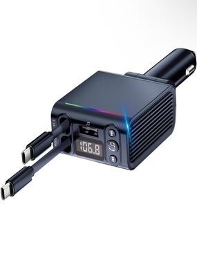 Universal Black Car FM Transmitter with Dual USB-C Charging